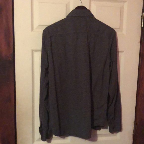 Hollister Gray Textured Patterned Pocket Flannel Mens Large L - Picture 8 of 13